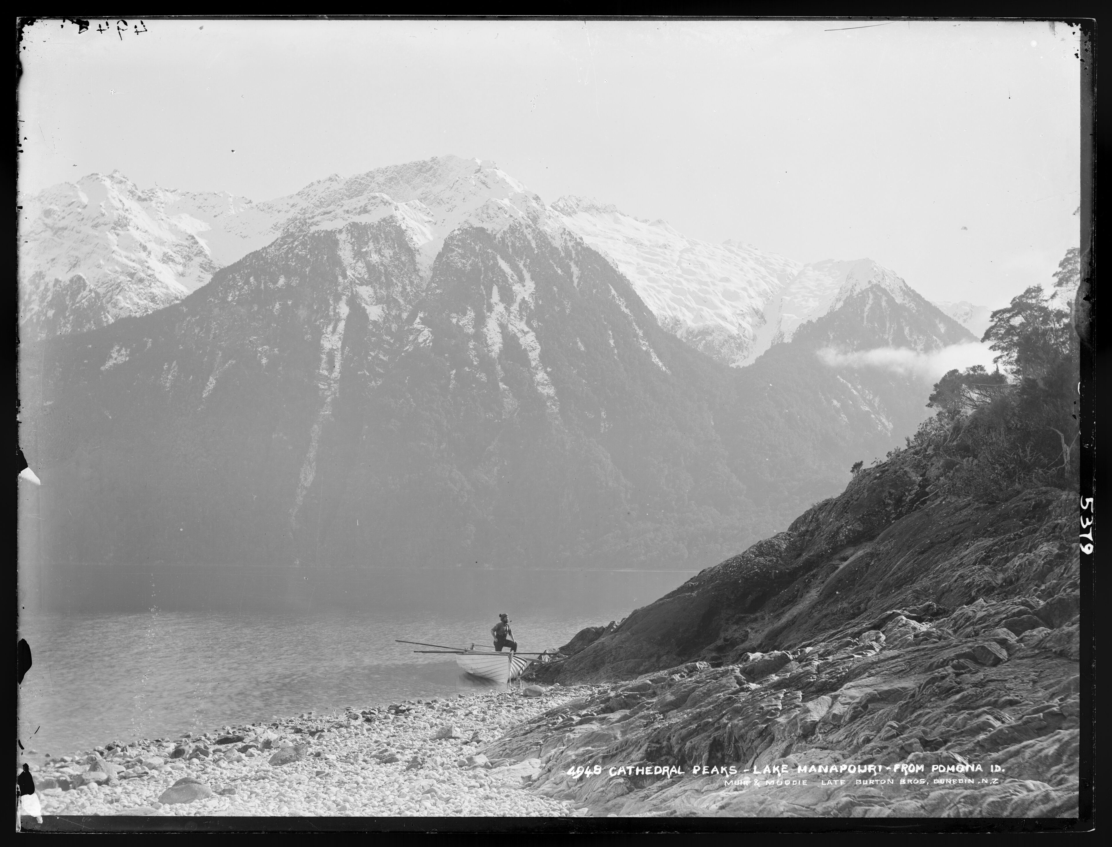 Cathedral Peaks from Pomona Island, Lake Manapouri.