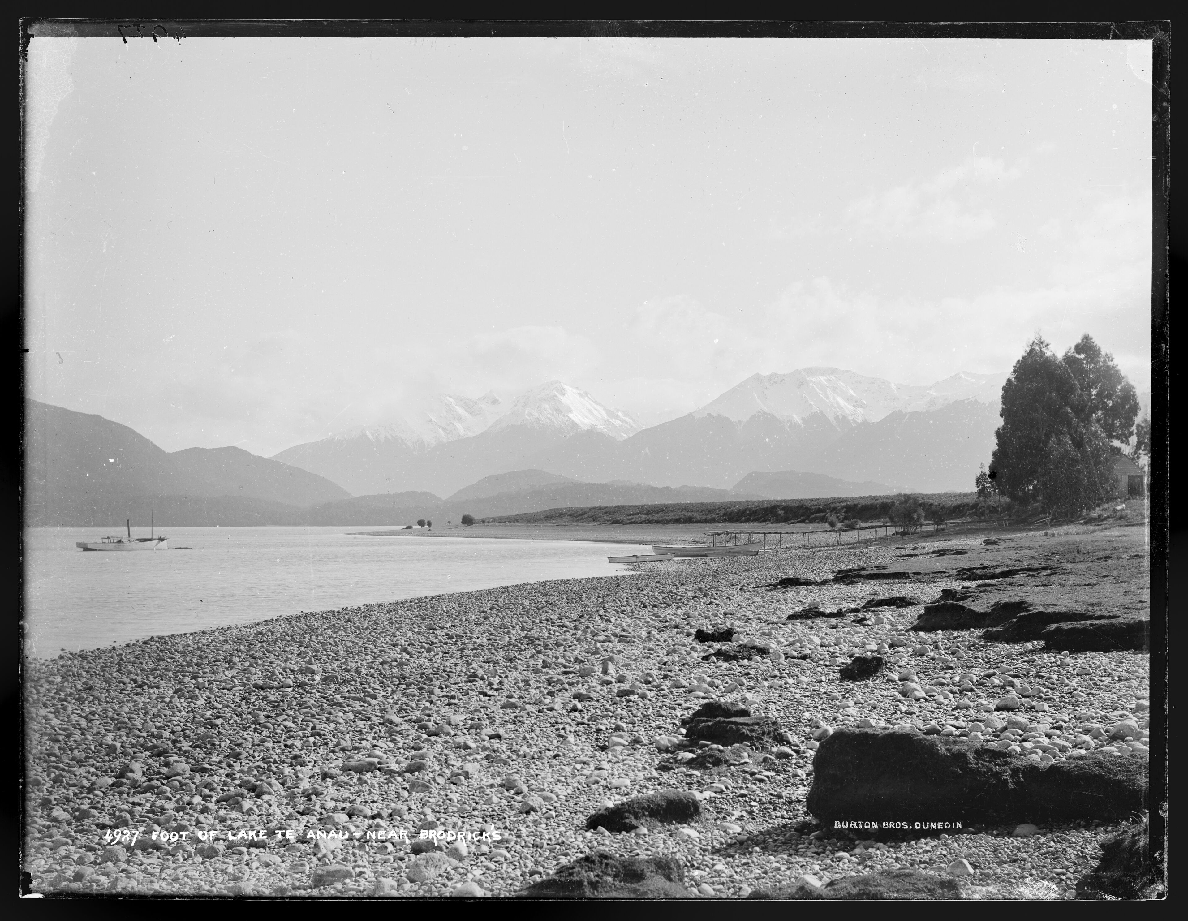 Lake Te Anau near Brodrick’s. Luxmore ridge to the far left. Murchison Mountains on the horizon.