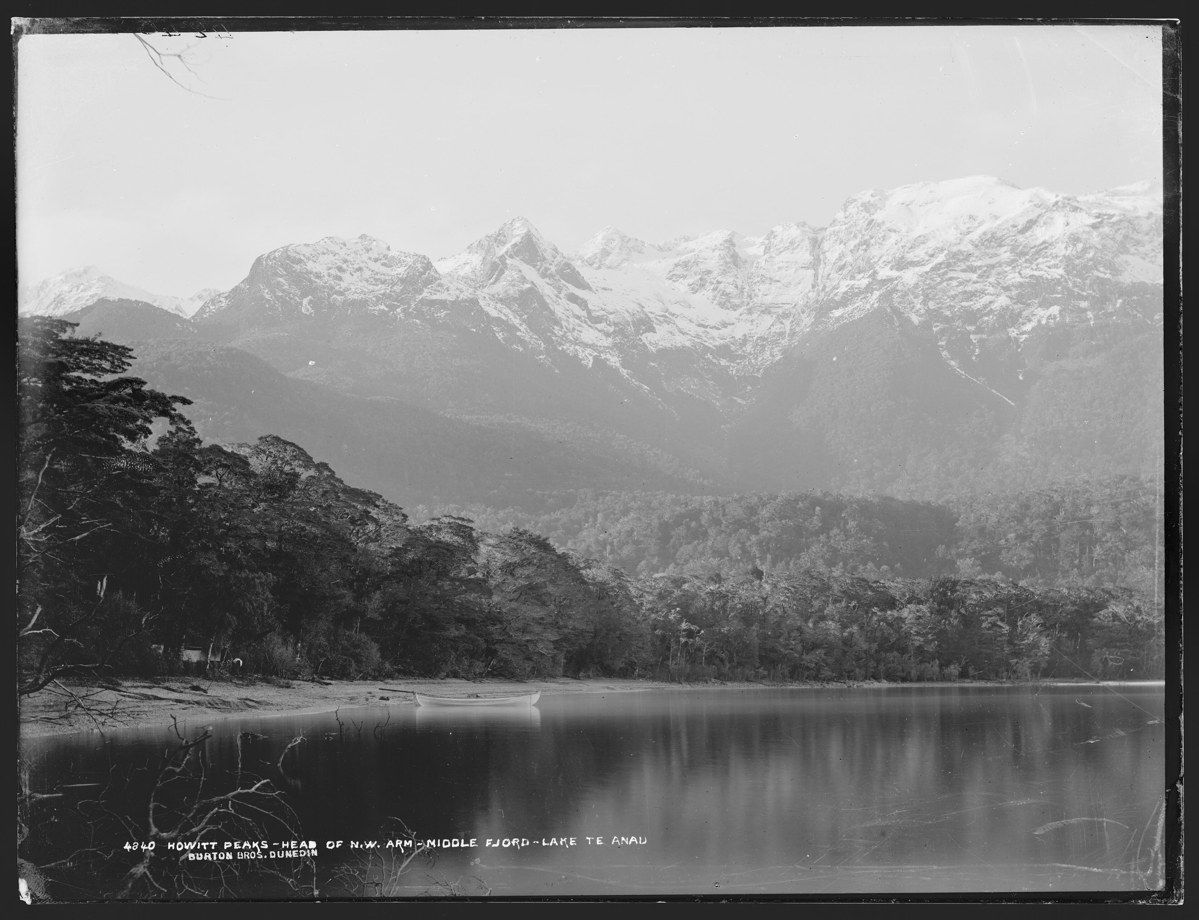 Middle Fiord, head of the North West Arm. Shooting East towards Howitt Peaks. Likely Burton’s camp on the left.