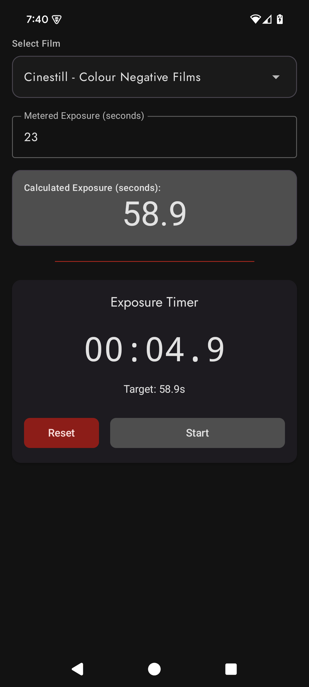 Reciprocity Failure Calculator