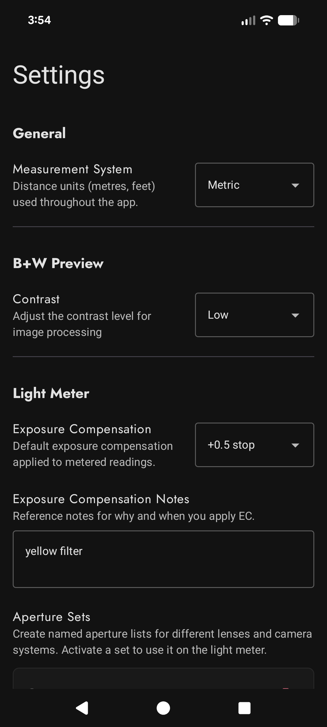Settings Screen