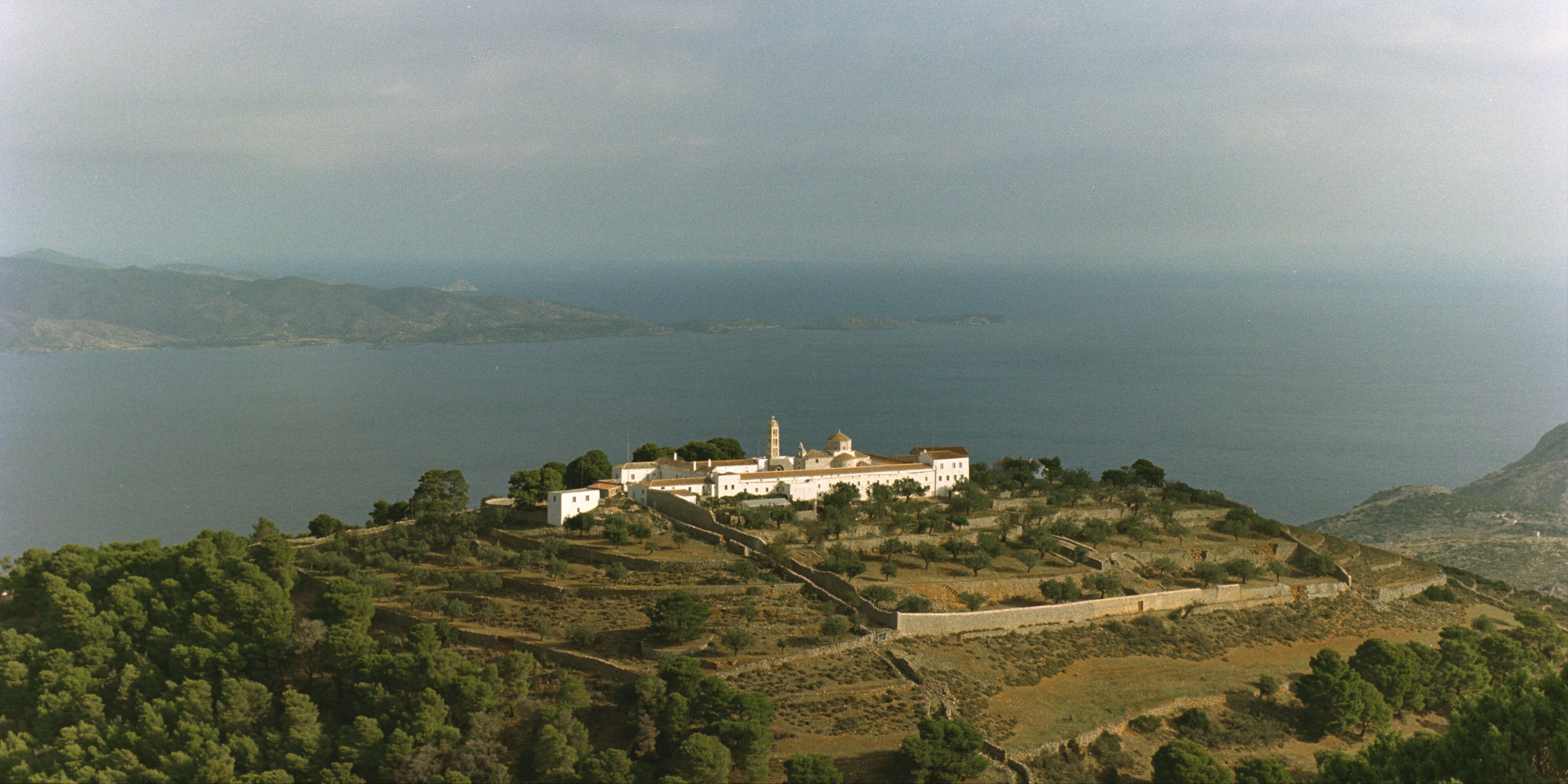 Prophet Elias Monastery from above, on Mt Eros