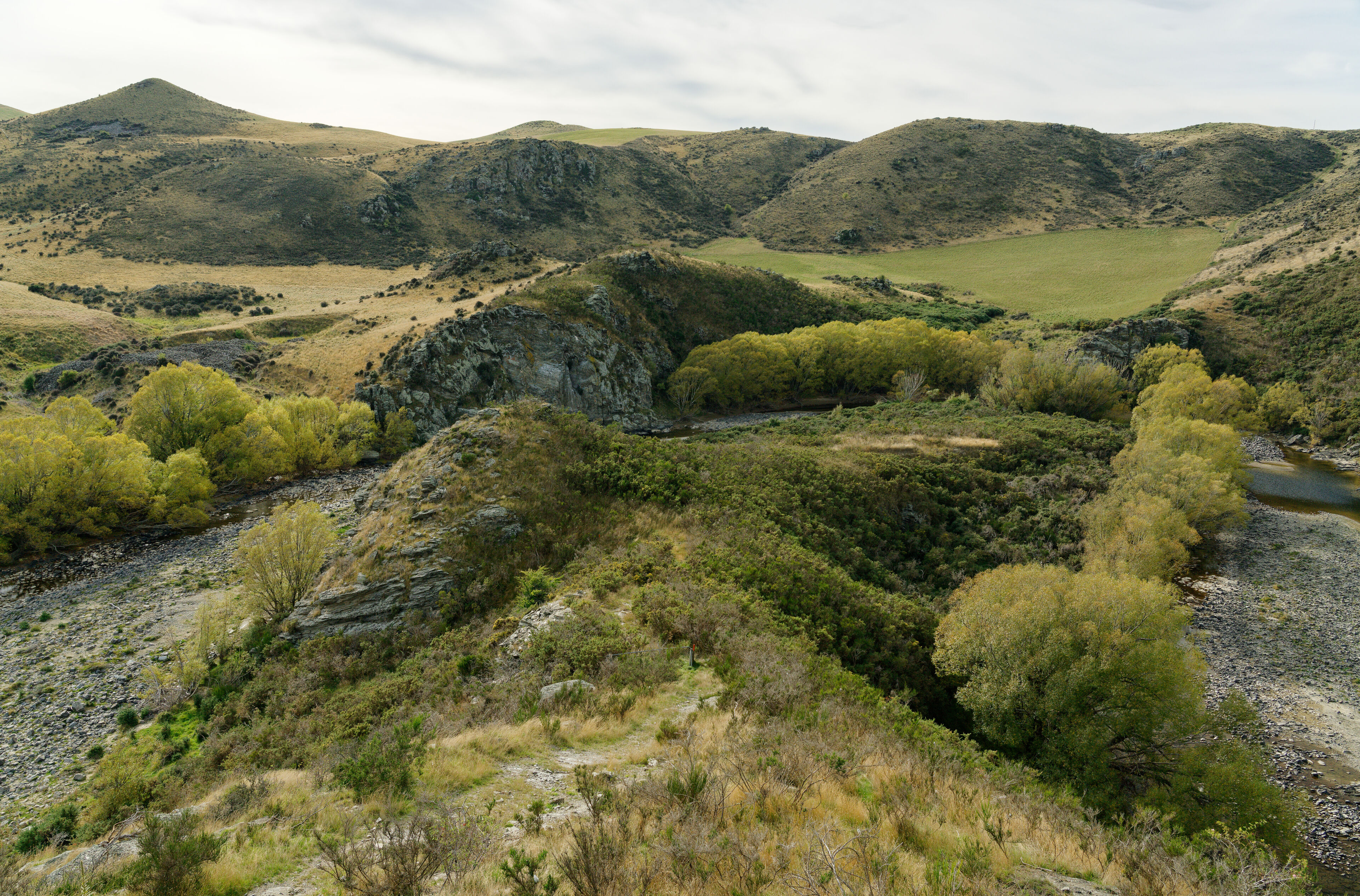 The path down to the river bank. Tunnel intake is out of shot, to the bottom left. The Tunnel outlet is at the bottom right of the frame.